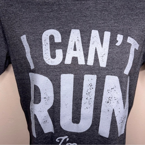 Small I Can’t Run I’m A Mermaid Tee Short Sleeve Womens Grey White Gift - Picture 7 of 11